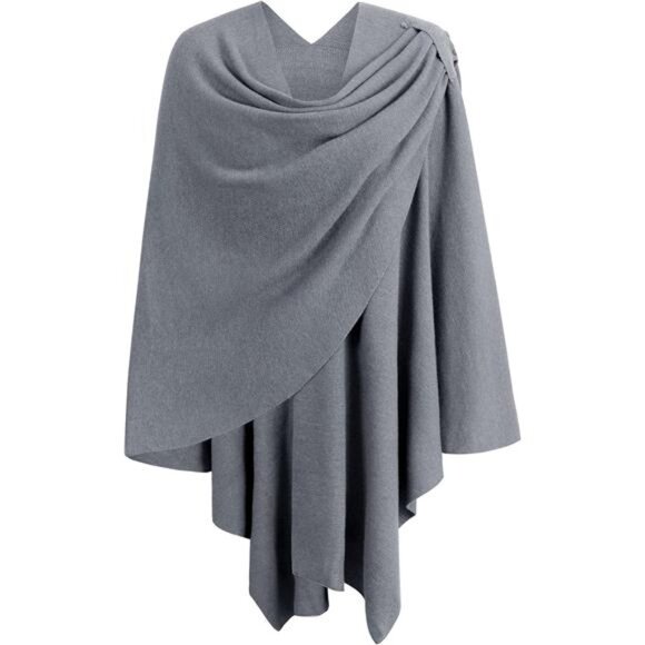 Womens Large Cross Front Poncho Sweater 1-slate Gray